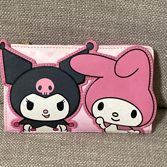 Sanrio Handbags - Loungefly My Melody & Kuromi Pink Wallet with Characters and Heart Design
